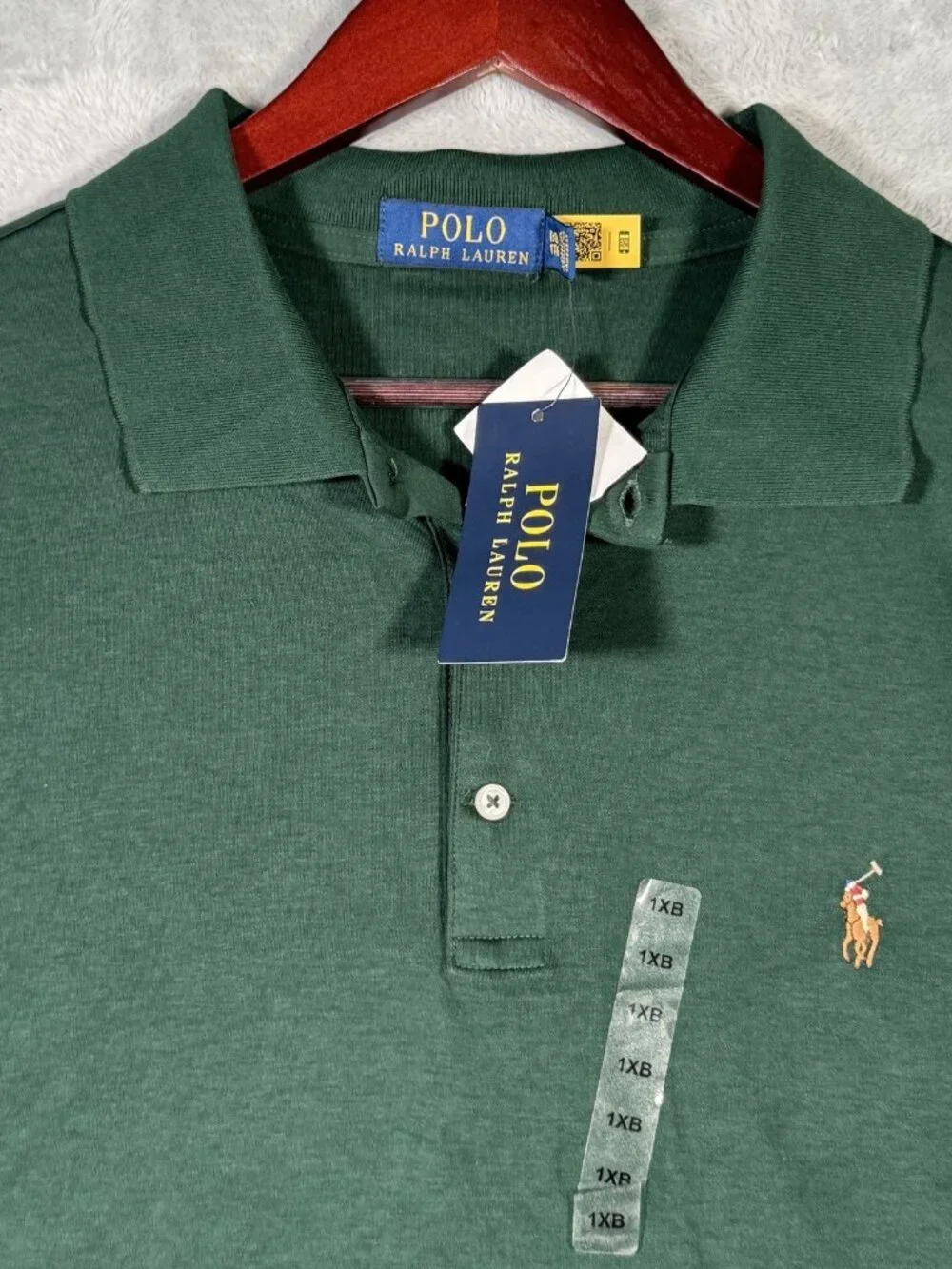 Ralph Lauren Polo Shirt Mens 1XB XL Big Green Short Sleeve Interlock Flesh Pony